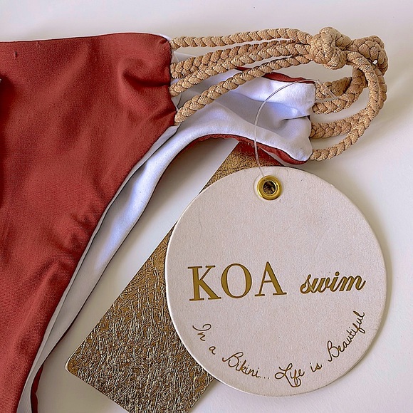 NWT (XS) KOA braid side EXTRA LOW rise sexy tiny bitsy swim bottoms orange - Picture 2 of 10